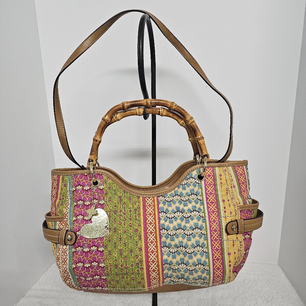 Relic Vintage Y2K Floral Satchel Bamboo Handles Retro Cottage Boho Festival